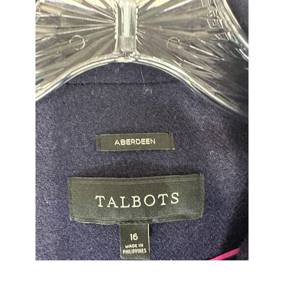 Talbots Plus Blue Office Work Herringbone Wool Blend Aberdeen Blazer Size 16 - Picture 2 of 12